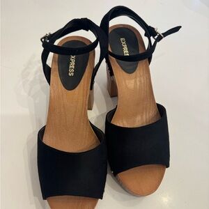 Express Black Block Heel Sandals